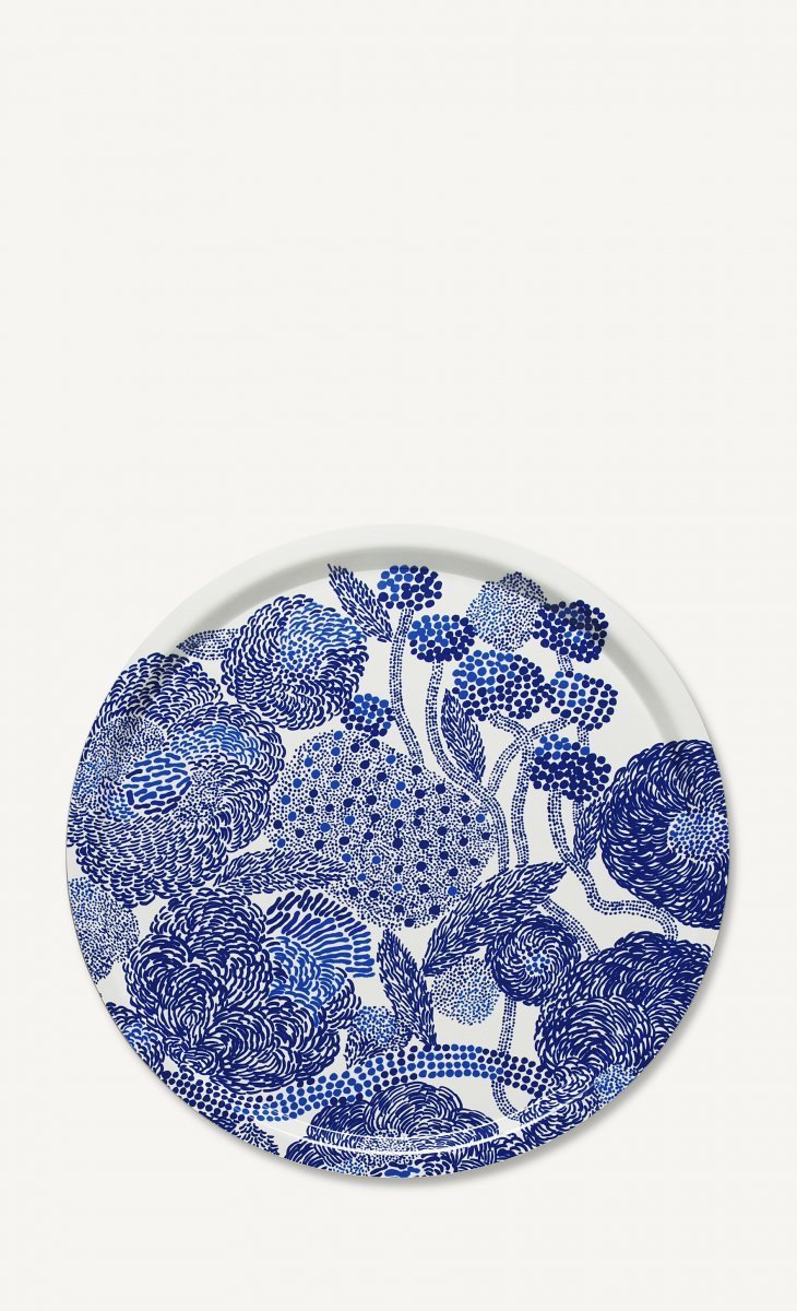 Marimekko Mynsteri Tarjotin Valkoinen Sininen 46 Cm - Keittiö